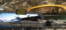 Star wars logo og romskip